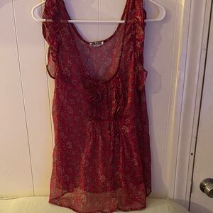 Converse Red Floral Ruffle Blouse